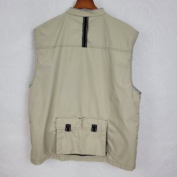 AMAX Mens Fishing Vest Large Tan Full Zip Pockets Nylon Water Resistant - Picture 3 of 13
